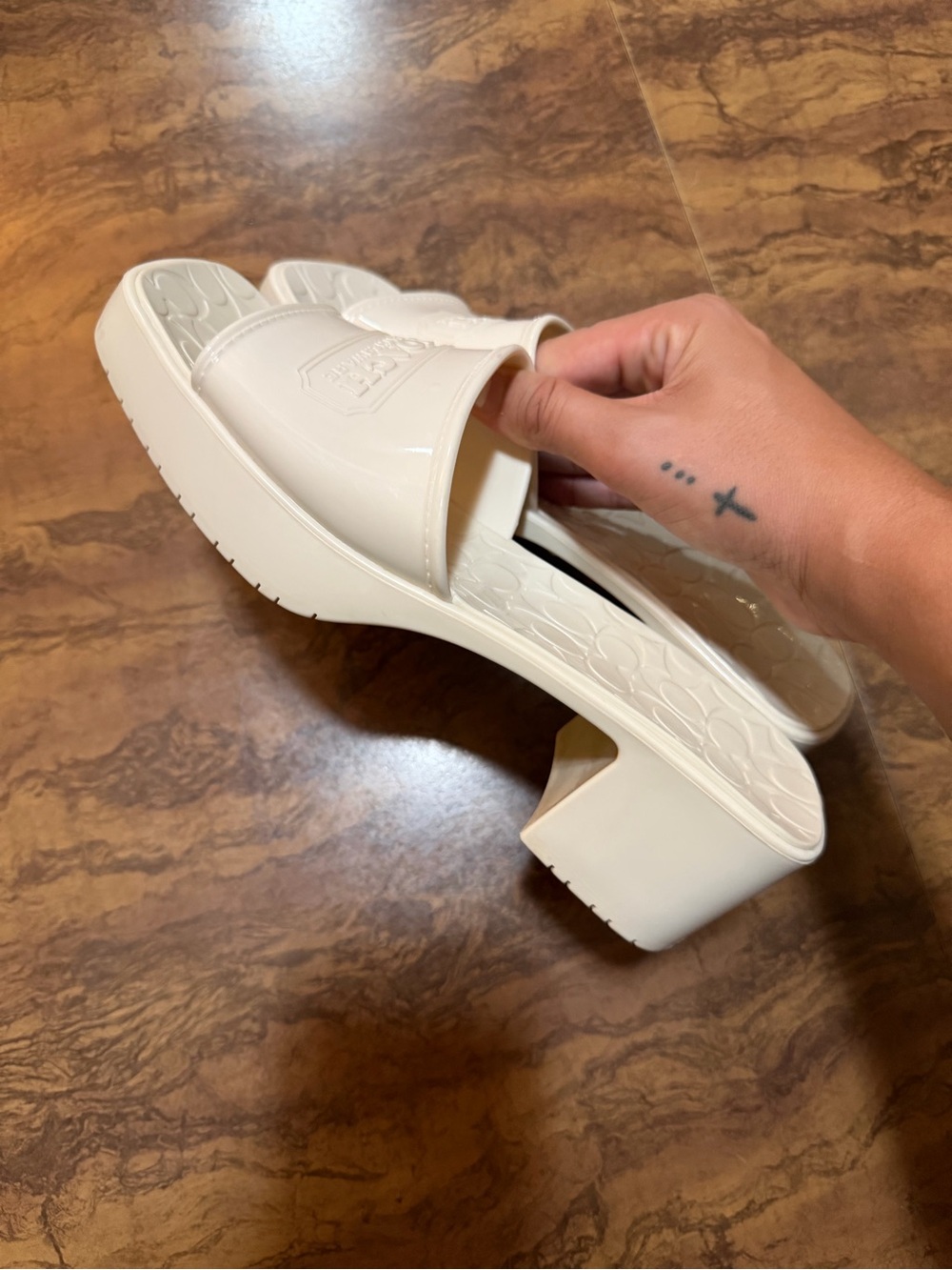 Coach Scarlett Chalk Jelly Platform Slip-On Block Heel Mule Women’s Size 8 - Picture 5 of 6